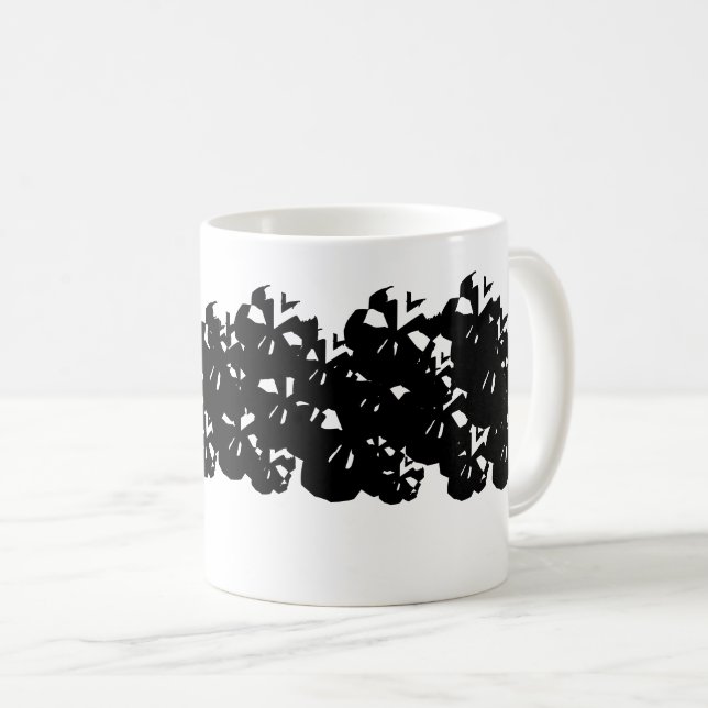 Taza De Café Patrón de cráneos de Halloween blanco negro (Anverso derecho)
