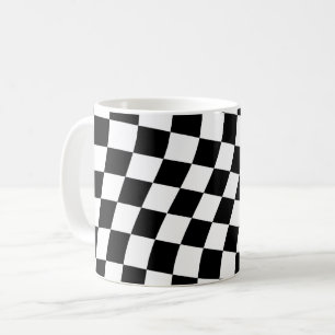 Taza De Café Patrón de cuadrado de cuadros en blanco y negro re