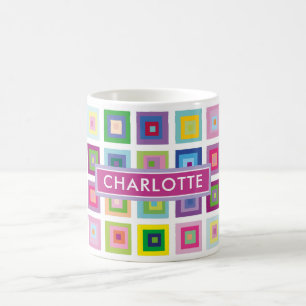 Taza De Café Patrón de cuadrados coloridos de mediados de siglo