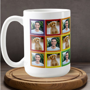 Taza De Café Patrón de cuadrados de fotos de mascotas con patch