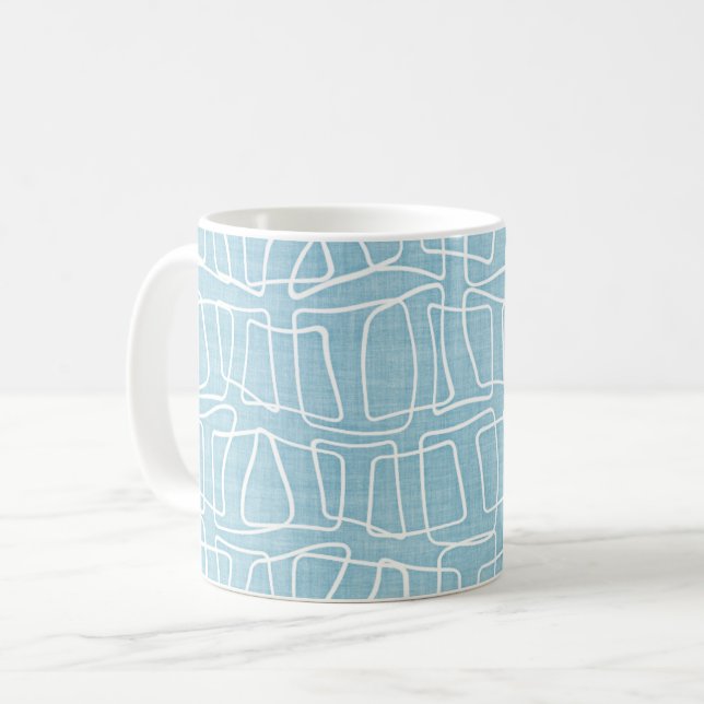 Taza De Café Patrón de cuadrados redondos modernos azul pastel  (Anverso izquierdo)