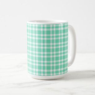 Taza De Café Patrón de Cuadro Blanco Acuamarina