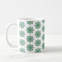 Taza De Café Patrón de Cuadro de Nieve Navideño Verde