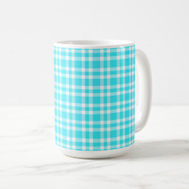Taza De Café Patrón de Cuadro Escocés Azul Blanco