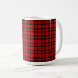 Taza De Café Patrón de Cuadro Escocés Rojo y Negro