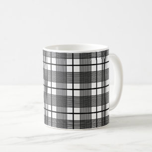 Taza De Café Patrón de Cuadro Negro y Blanco Little Glen