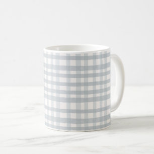 Taza De Café Patrón de cuadros de acuarela suave en azul gris n
