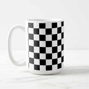 Taza De Café patrón de cuadros en blanco y negro