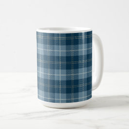 Taza De Café Patrón de cuadros escoceses azul marino y azul cla