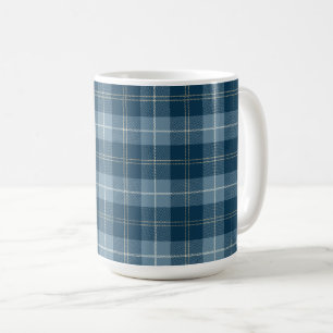 Taza De Café Patrón de cuadros escoceses azul marino y azul cla