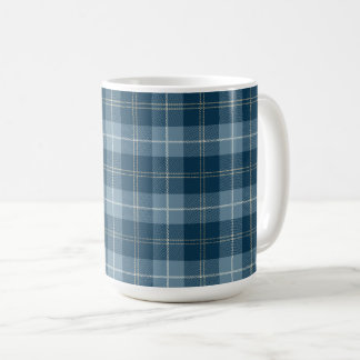 Taza De Café Patrón de cuadros escoceses azul marino y azul cla