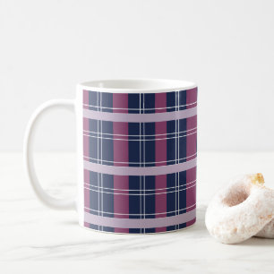 Taza De Café Patrón de cuadros escoceses tartán azul morado