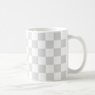 Taza De Café Patrón de cuadros gris claro y blanco