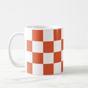 Taza De Café Patrón de cuadros naranja y blanco