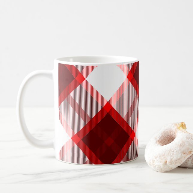 Taza De Café Patrón de Cuadros Rojos (Con donut)
