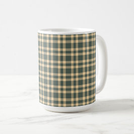Taza De Café Patrón de Cuadros Verde Amarillo