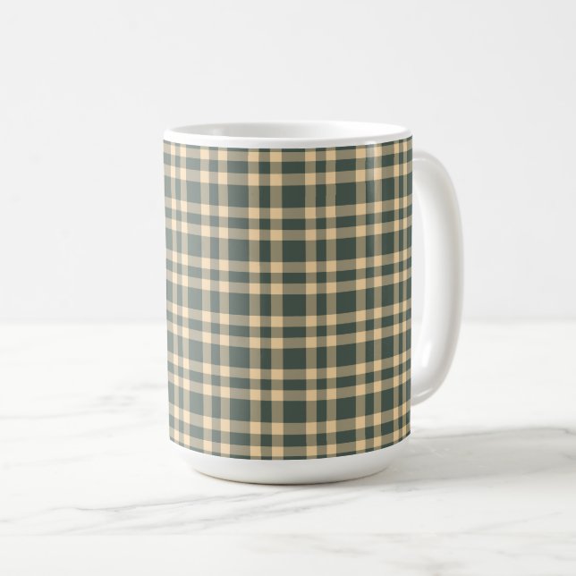 Taza De Café Patrón de Cuadros Verde Amarillo (Anverso derecho)