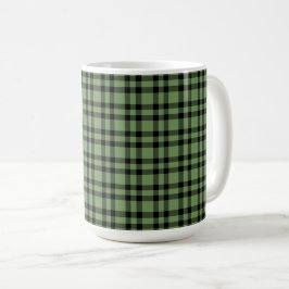 Taza De Café Patrón de Cuadros Verde Negro