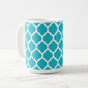 Taza De Café Patrón de Cuatrefoil Azul Aqua