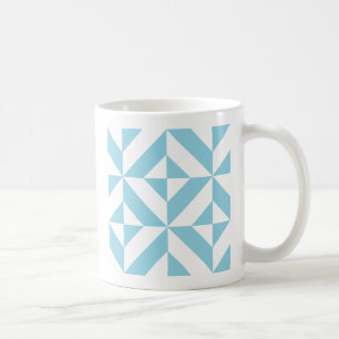 Taza De Café Patrón de cubo de deco geométrico azul cielo