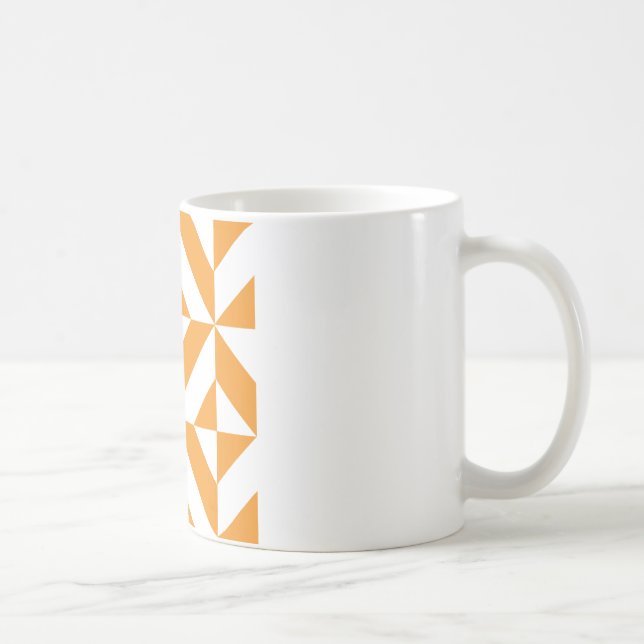 Taza De Café Patrón de cubo de deco geométrico del Naranja quem (Derecha)