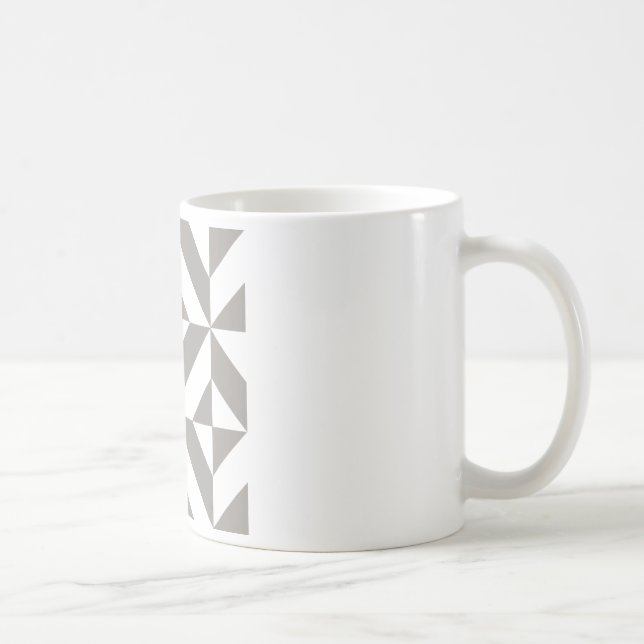 Taza De Café Patrón de cubo de deco geométrico gris plateado (Derecha)