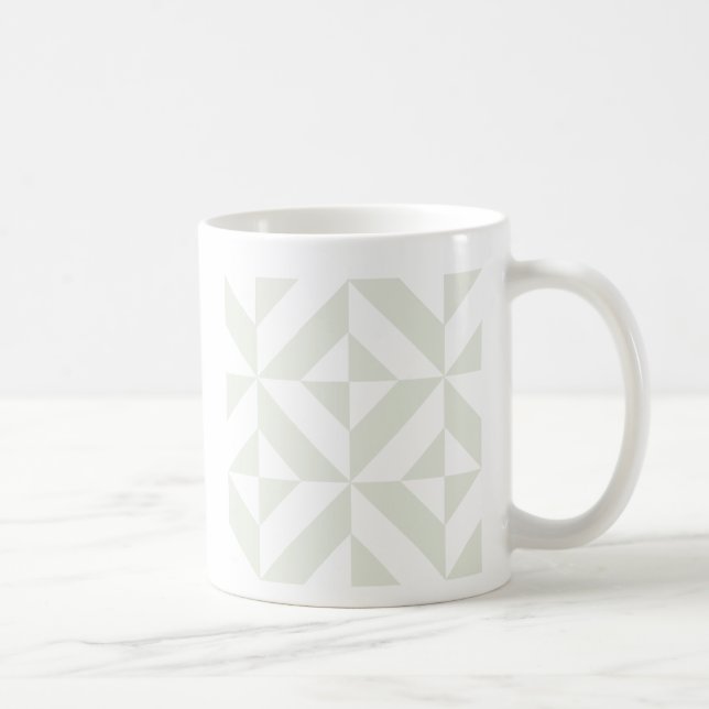 Taza De Café Patrón de cubo de deco geométrico pálido gris (Derecha)