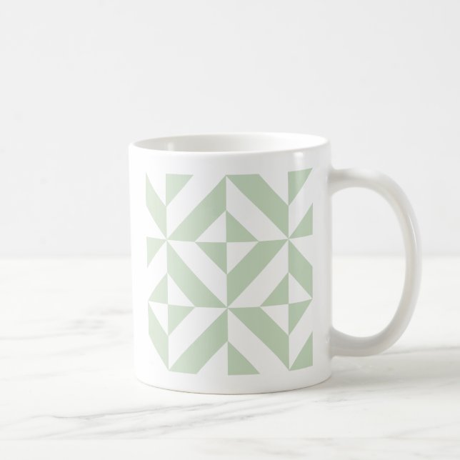 Taza De Café Patrón de cubo de deducción geométrica verde de sa (Derecha)