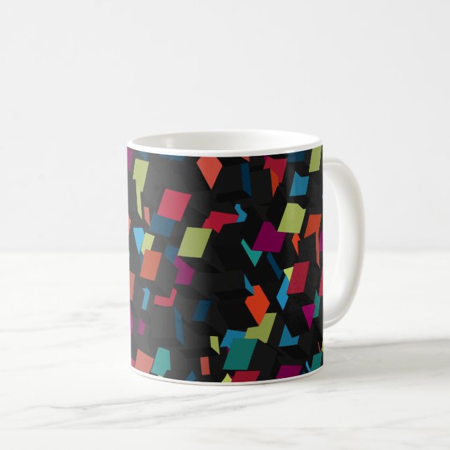 Taza De Café Patrón de cubo geométrico abstracto de moda (Anverso derecho)