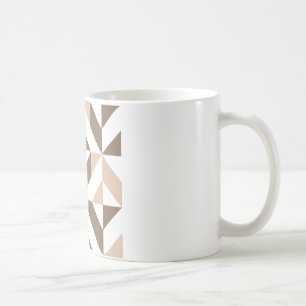 Taza De Café Patrón de cubo geométrico beige marrón