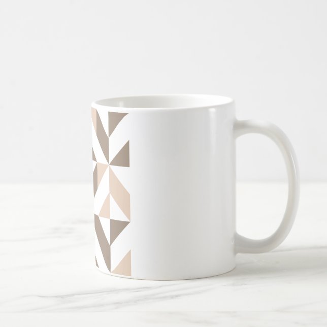 Taza De Café Patrón de cubo geométrico beige marrón (Derecha)