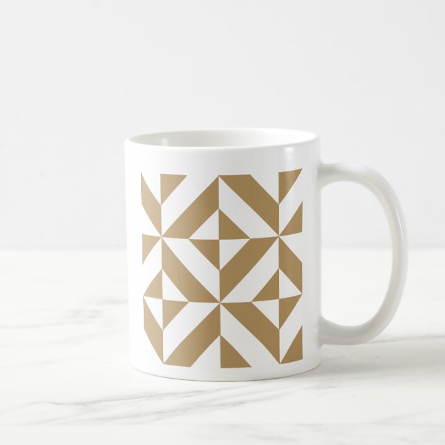 Taza De Café Patrón de cubo geométrico de decúbito marrón cálid (Derecha)