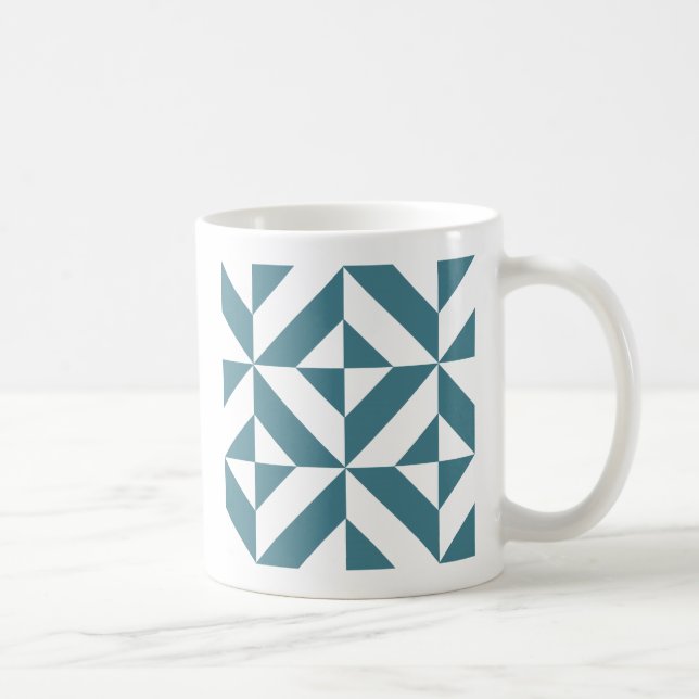 Taza De Café Patrón de cubo geométrico geométrico verde profund (Derecha)