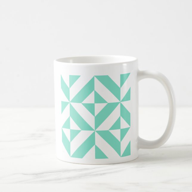 Taza De Café Patrón de cubo geométrico verde de hidrocarburos (Derecha)