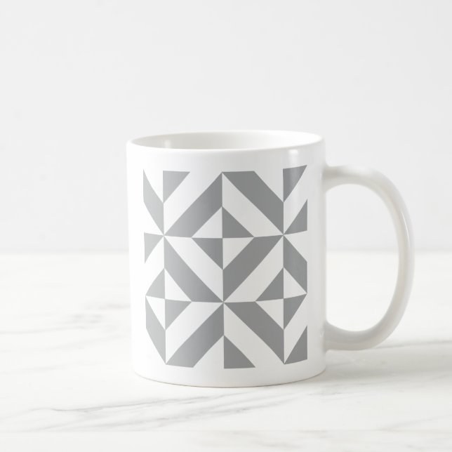 Taza De Café Patrón de cubo geométrico y decenal gris cálido (Derecha)