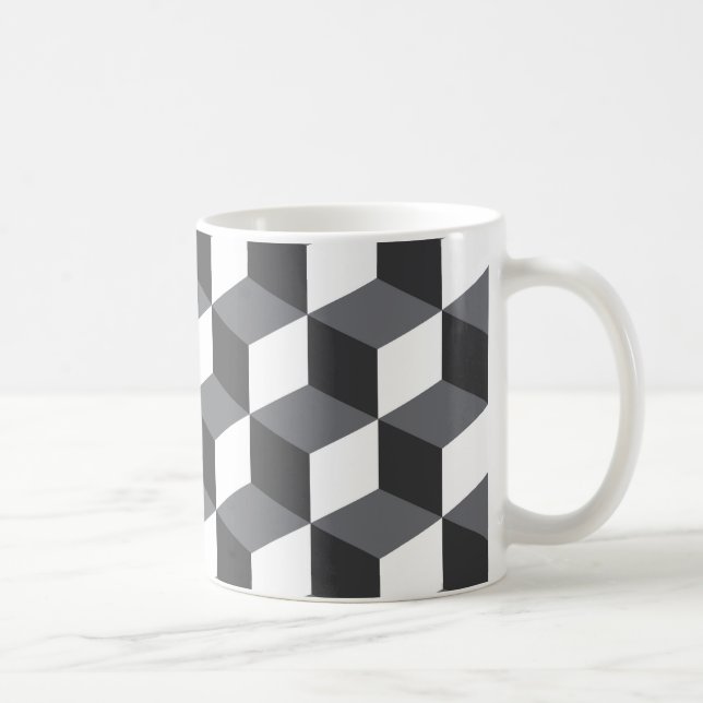 Taza De Café Patrón de cubos arquitectónicos modernos, sencillo (Derecha)