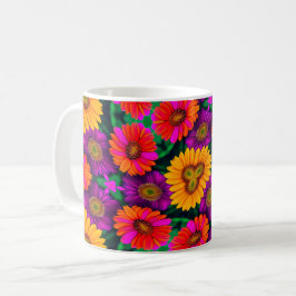 Taza De Café Patrón de Daisy Bouquet colorido