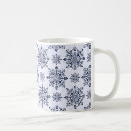 Taza De Café Patrón de Damasco de copo de nieve azul