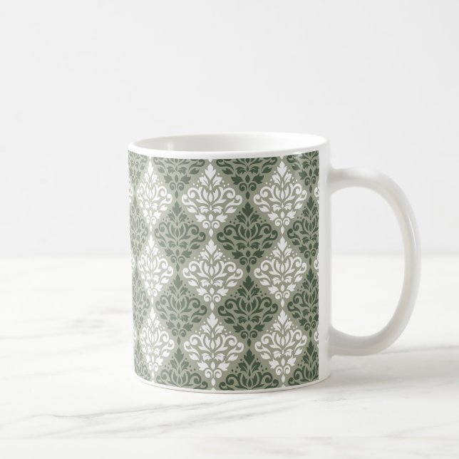Taza De Café Patrón de damasco de desplazamiento Verde Lt Verde (Derecha)