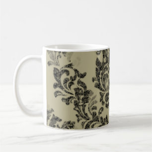 Taza De Café Patrón de damasco hecho a mano: adorno vintage.
