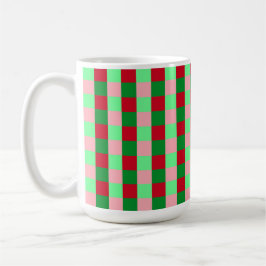 Taza De Café Patrón de damero de Navidad contemporáneo