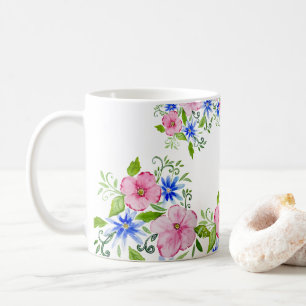 Taza De Café Patrón de decoración de acuarela floral elegante