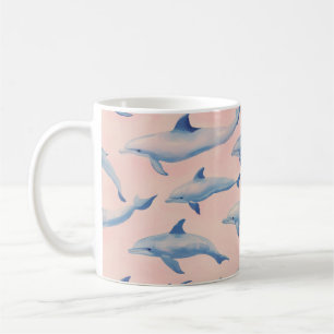 Taza De Café Patrón de delfín acuarela costa playa océano