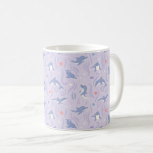Taza De Café Patrón de delfín lavanda pastel