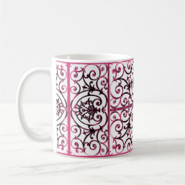 Taza De Café Patrón de desplazamiento de Fuchsia