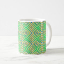 Taza De Café Patrón de diamante alternativo Kiwi Lime Green