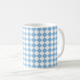 Taza De Café Patrón de diamante de cuadros azules y blancos