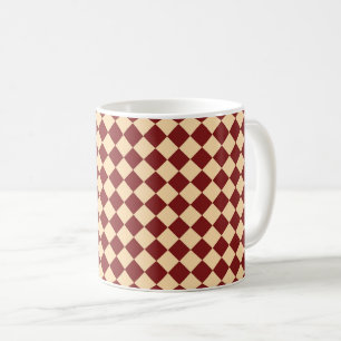 Taza De Café Patrón de diamante de cuadros rojos y amarillos