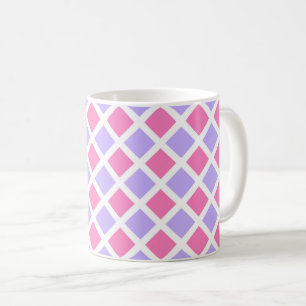 Taza De Café Patrón de diamante de cuadros rosa púrpura