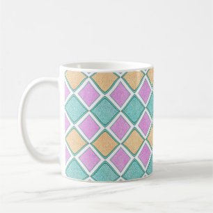 Taza De Café Patrón de diamante de prisma Harlequin pastel